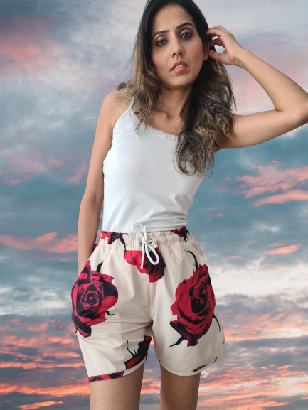 Botanical Gardens Sustainable Red Roses Swim Shorts